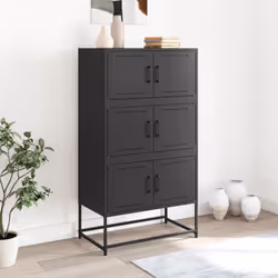 vidaXL Sideboard Storage Organiser Cupboard Side Cabinet Highboard Black Steel
