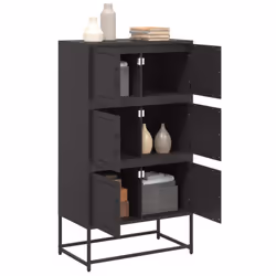 vidaXL Sideboard Storage Organiser Cupboard Side Cabinet Highboard Black Steel - Additional view 4