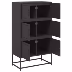 vidaXL Sideboard Storage Organiser Cupboard Side Cabinet Highboard Black Steel - Additional view 8