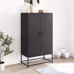 vidaXL Highboard Sideboard Side Cabinet Home Storage Organiser Cupboard Steel - black