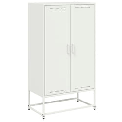 vidaXL Highboard Sideboard Side Cabinet Storage Organiser Cupboard White Steel - pink