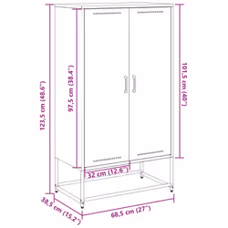 vidaXL Highboard Sideboard Side Cabinet Storage Organiser Cupboard White Steel - pink - Additional view 3