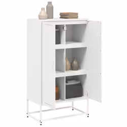 vidaXL Highboard Sideboard Side Cabinet Storage Organiser Cupboard White Steel - pink - Additional view 4