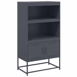 vidaXL Highboard Sideboard Side Cabinet Storage Organiser Cupboard White Steel - anthracite