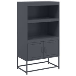 vidaXL Highboard Sideboard Side Cabinet Storage Organiser Cupboard White Steel - anthracite