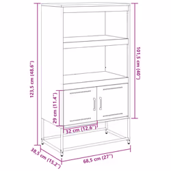 vidaXL Highboard Sideboard Side Cabinet Storage Organiser Cupboard White Steel - anthracite