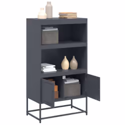 vidaXL Highboard Sideboard Side Cabinet Storage Organiser Cupboard White Steel - anthracite - Additional view 4