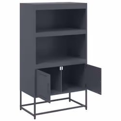 vidaXL Highboard Sideboard Side Cabinet Storage Organiser Cupboard White Steel - anthracite - Additional view 8