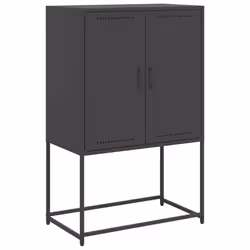 vidaXL Highboard Sideboard Side Cabinet Storage Organiser Cupboard White Steel - black