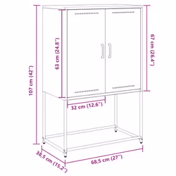 vidaXL Highboard Sideboard Side Cabinet Storage Organiser Cupboard White Steel - black