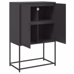vidaXL Highboard Sideboard Side Cabinet Storage Organiser Cupboard White Steel - black - Additional view 8