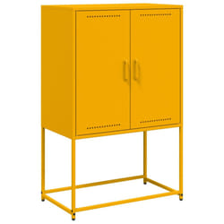 vidaXL Highboard Sideboard Side Cabinet Storage Organiser Cupboard White Steel - yellow