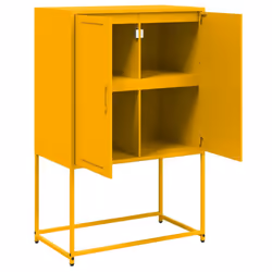 vidaXL Highboard Sideboard Side Cabinet Storage Organiser Cupboard White Steel - yellow - Additional view 8