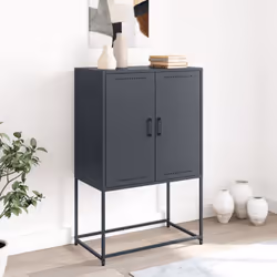 vidaXL TV Cabinet TV Stand Media TV Unit Entertainment Centre Black Steel - black