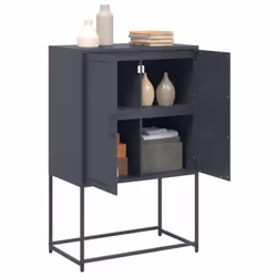 vidaXL TV Cabinet TV Stand Media TV Unit Entertainment Centre Black Steel - black - Additional view 4