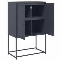 vidaXL TV Cabinet TV Stand Media TV Unit Entertainment Centre Black Steel - black - Additional view 8