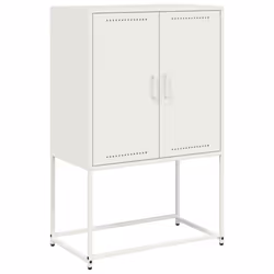 vidaXL TV Cabinet TV Stand Media TV Unit Entertainment Centre Black Steel - white