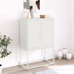 vidaXL TV Cabinet TV Stand Media TV Unit Entertainment Centre Black Steel - white