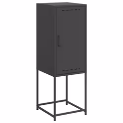 vidaXL Highboard Sideboard Side Cabinet Storage Organiser Cupboard Black Steel - black