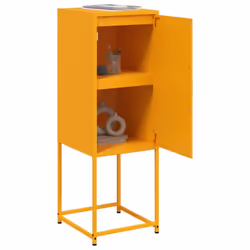 vidaXL Highboard Sideboard Side Cabinet Storage Organiser Cupboard Black Steel - yellow - Additional view 4