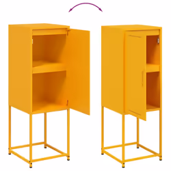 vidaXL Highboard Sideboard Side Cabinet Storage Organiser Cupboard Black Steel - yellow - Additional view 9