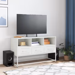 vidaXL TV Cabinet TV Stand TV Unit Media Cabinet Entertainment Centre Steel - white