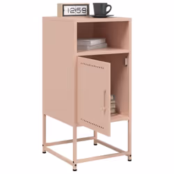 vidaXL Bedside Cabinet Nightstand Bed Table Bed Cabinet Mustard Yellow Steel - pink, 2 pcs
