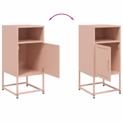 vidaXL Bedside Cabinet Nightstand Bed Table Bed Cabinet Mustard Yellow Steel - pink, 2 pcs - Additional view 9