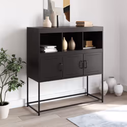 vidaXL Sideboard Storage Organiser Cupboard Side Cabinet Highboard Pink Steel - black