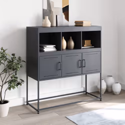 vidaXL Sideboard Storage Organiser Cupboard Side Cabinet Highboard Pink Steel - anthracite