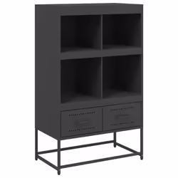 vidaXL Highboard Sideboard Cabinet Home Storage Cupboard Cold-rolled Steel - black