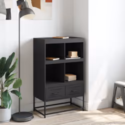 vidaXL Highboard Sideboard Cabinet Home Storage Cupboard Cold-rolled Steel - black