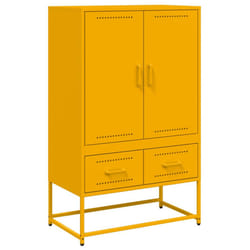 vidaXL Highboard Sideboard High Cabinet Storage Cupboard Mustard Yellow Steel