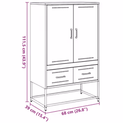 vidaXL Highboard Sideboard High Cabinet Storage Cupboard Mustard Yellow Steel - Additional view 3