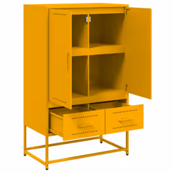 vidaXL Highboard Sideboard High Cabinet Storage Cupboard Mustard Yellow Steel - Additional view 6
