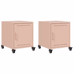 vidaXL Bedside Cabinets Nightstand Bed Table Bed Cabinet 2 pcs Pink Steel - pink, 2 pcs