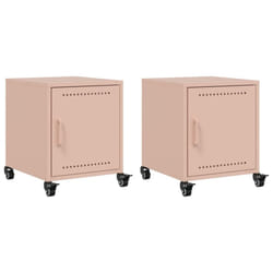 vidaXL Bedside Cabinets Nightstand Bed Table Bed Cabinet 2 pcs Pink Steel - pink, 2 pcs