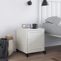 vidaXL Bedside Cabinet Bedroom Nightstand Bed Table Bed Cabinet White Steel