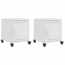 vidaXL Bedside Cabinets Nightstand Bed Table Bed Cabinet 2 pcs White Steel