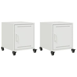 vidaXL Bedside Cabinets Nightstand Bed Table Bed Cabinet 2 pcs White Steel