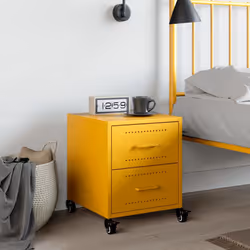 vidaXL Bedside Cabinet Nightstand Bed Table Bed Cabinet Mustard Yellow Steel