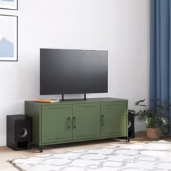 vidaXL TV Cabinet TV Stand Entertainment Centre TV Unit Olive Green Steel