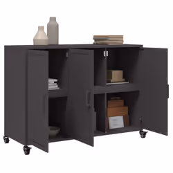 vidaXL Sideboard Storage Cupboard Side Cabinet Highboard Mustard Yellow Steel - black - Additional view 4