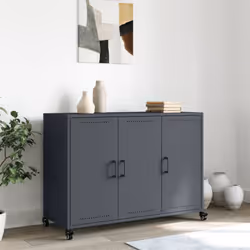 vidaXL Sideboard Storage Cupboard Side Cabinet Highboard Mustard Yellow Steel - anthracite