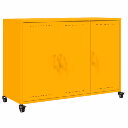vidaXL Sideboard Storage Cupboard Side Cabinet Highboard Mustard Yellow Steel - yellow