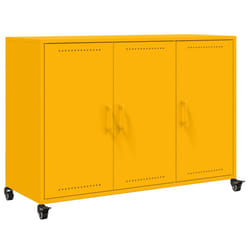 vidaXL Sideboard Storage Cupboard Side Cabinet Highboard Mustard Yellow Steel - yellow