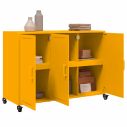 vidaXL Sideboard Storage Cupboard Side Cabinet Highboard Mustard Yellow Steel - yellow - Additional view 4