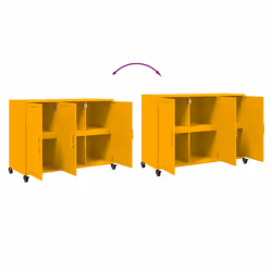 vidaXL Sideboard Storage Cupboard Side Cabinet Highboard Mustard Yellow Steel - yellow - Additional view 8