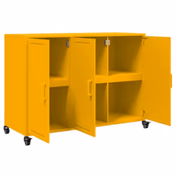 vidaXL Sideboard Storage Cupboard Side Cabinet Highboard Mustard Yellow Steel - yellow - Additional view 9