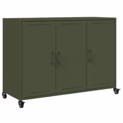 vidaXL Sideboard Storage Cupboard Side Cabinet Highboard Mustard Yellow Steel - green